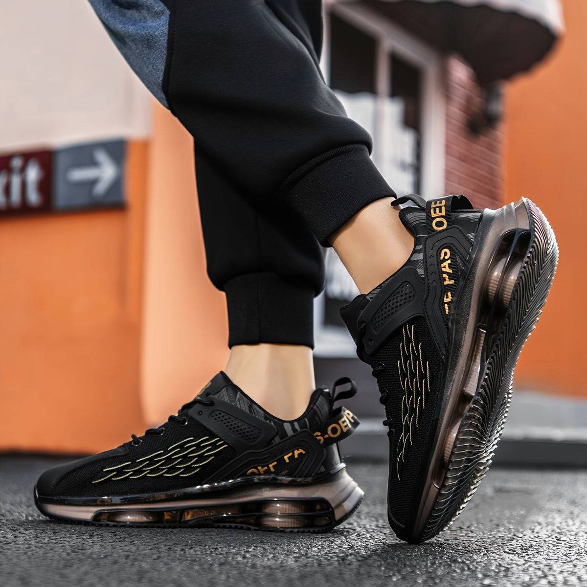 Men’s Breathable Knit Running Sneakers with Transparent Bubble Sole, Lightweight Low-Top Lace-Up Shoes for Outdoor & Casual Wear