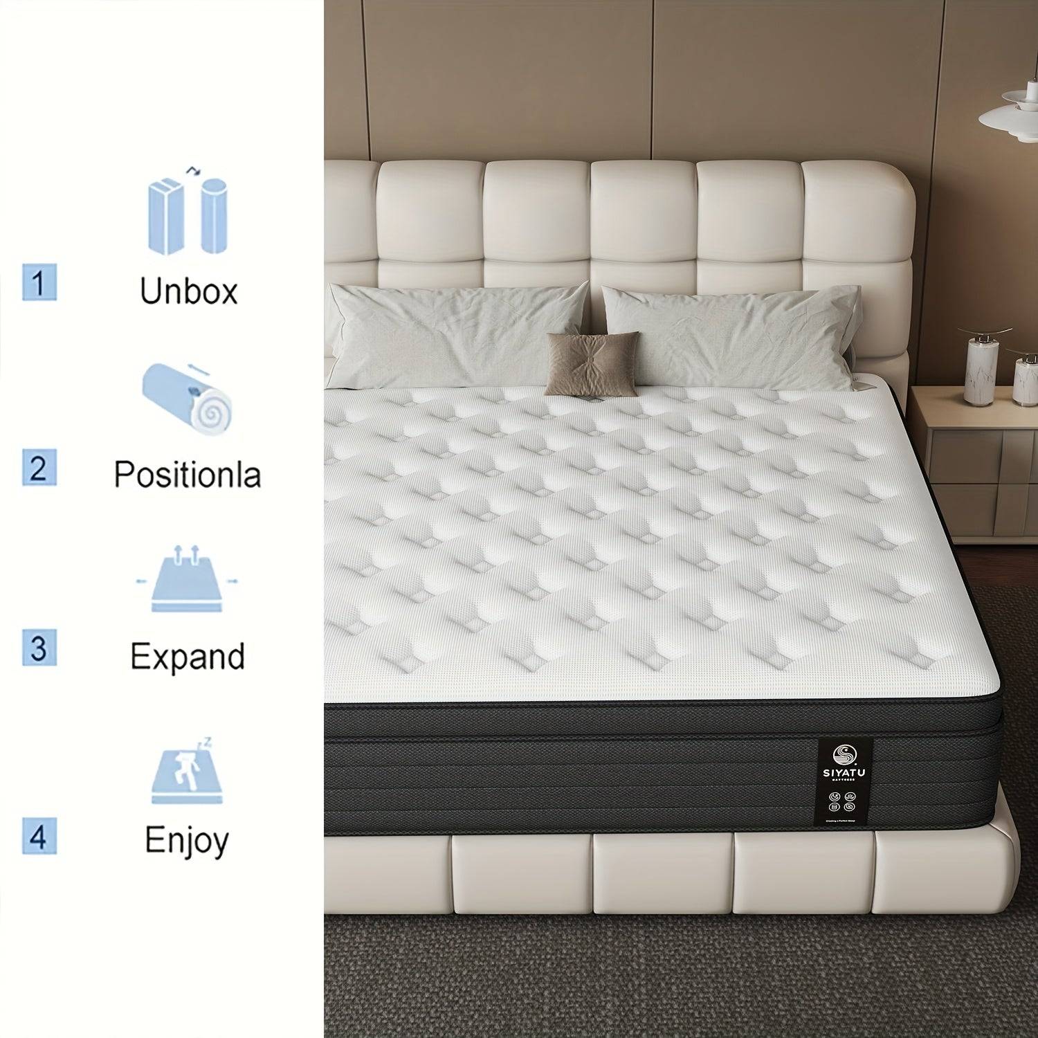 Memory Foam Hybrid Mattress, Medium Firm Pocket Spring Bed in Twin, Full, Queen and King Sizes (8/12/14 Inch)