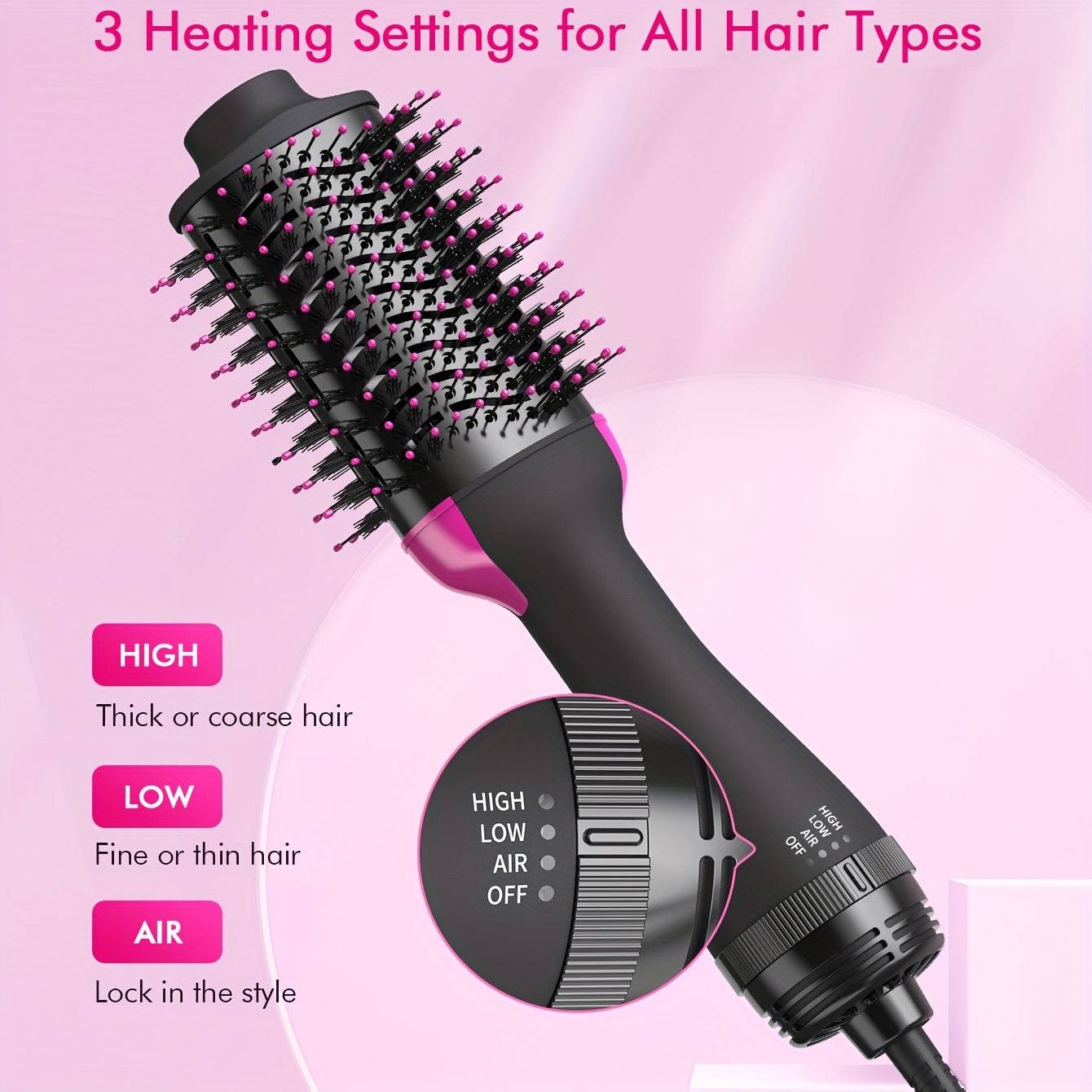 4-in-1 Hot Air Brush Hair Dryer Oval Barrel Styler for Drying, Curling, Straightening & Volumizing
