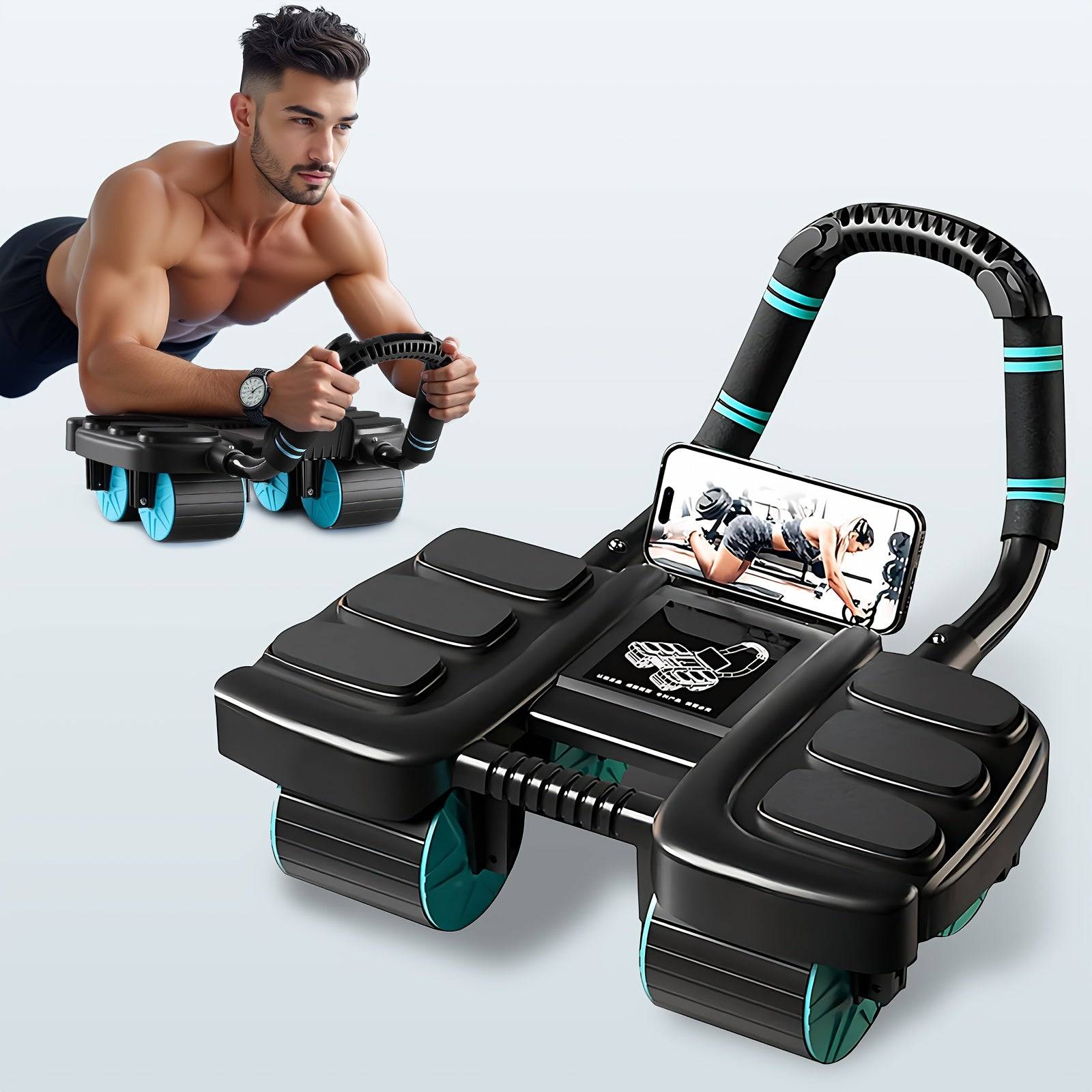 Self-Rebounding Ab Roller with Elbow Pads Automatic Rebound & Safety Brake Core Workout Equipment for Home Gym Fitness Training for Men & Women