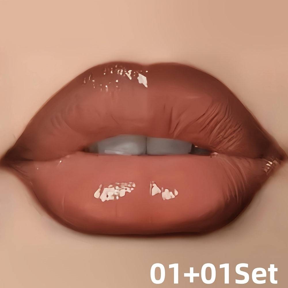 Hydrating Lip Gloss & Lip Liner Set Long-Lasting Matte Finish with Precision Lip Pencil & Nourishing Balm Universal Light Beige Shade