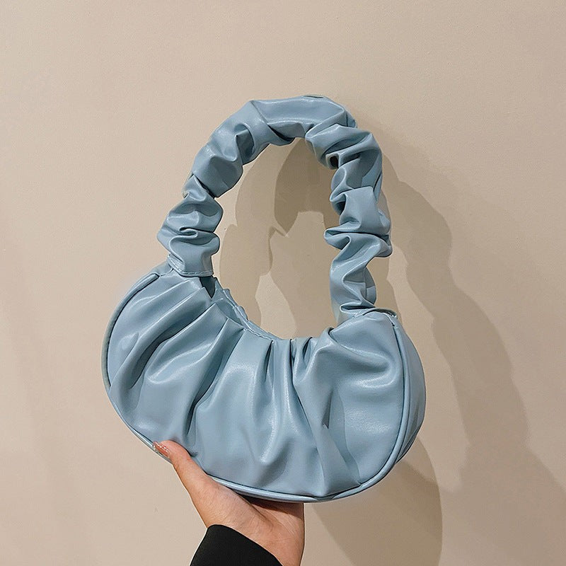 Women Cloud Pleated Shoulder Bag in Pure Color