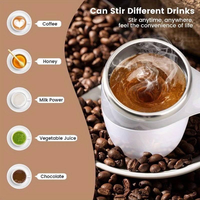Self-Stirring Electric Coffee Mug – Rechargeable Stainless Steel Cup with Magnetic Mixing, Portable USB Design for Coffee, Tea & Shakes