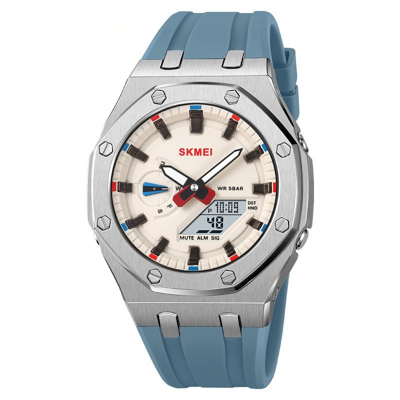 Men’s Multifunction Sports Watch Waterproof 50M Electronic LED Luminous Display with Silicone Strap