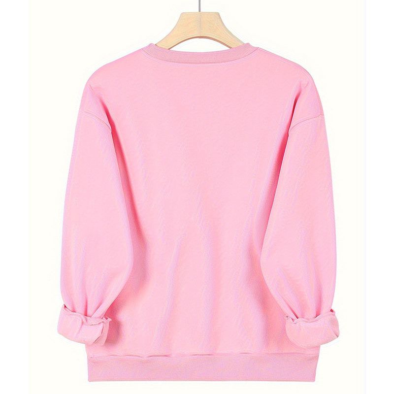 Solid Color Sweatshirts with Relaxed Pullover Fit