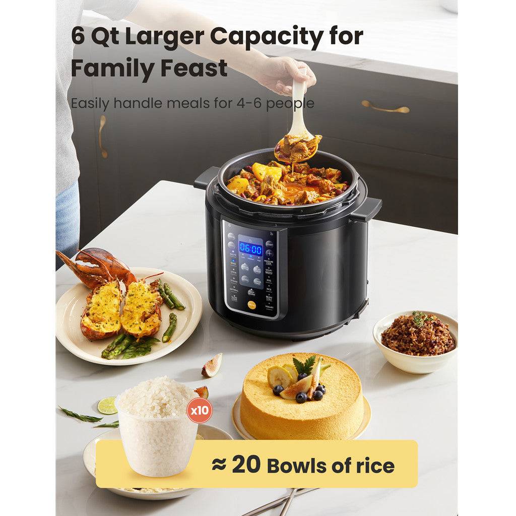 COMFEE’ 6-Quart 9-in-1 Electric Pressure Cooker, 13 Presets, Multi-Cooker, Nonstick Pot