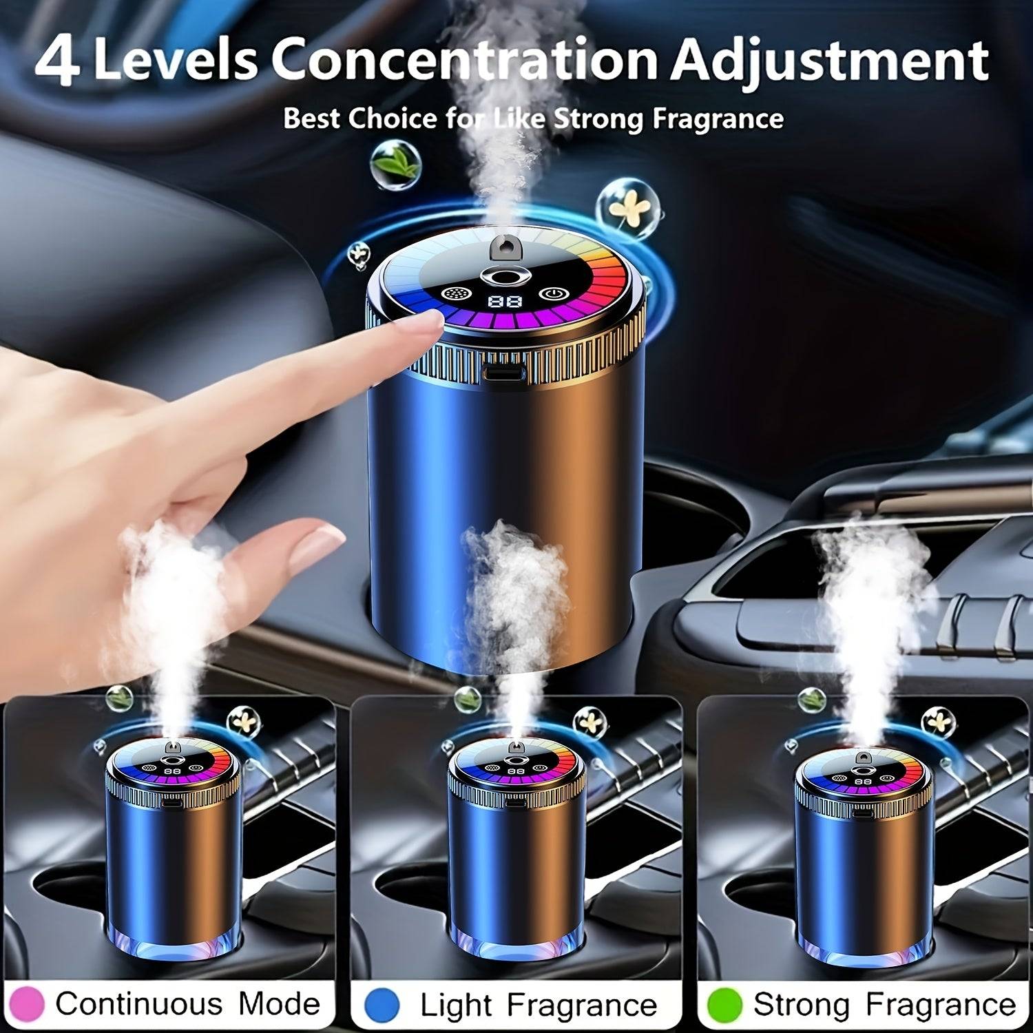 Smart Car Air Freshener with Dynamic Light Show & Starry Sky Mode Essential Oil Diffuser with Adjustable Fragrance Intensity Long-Lasting French Cologne Scent