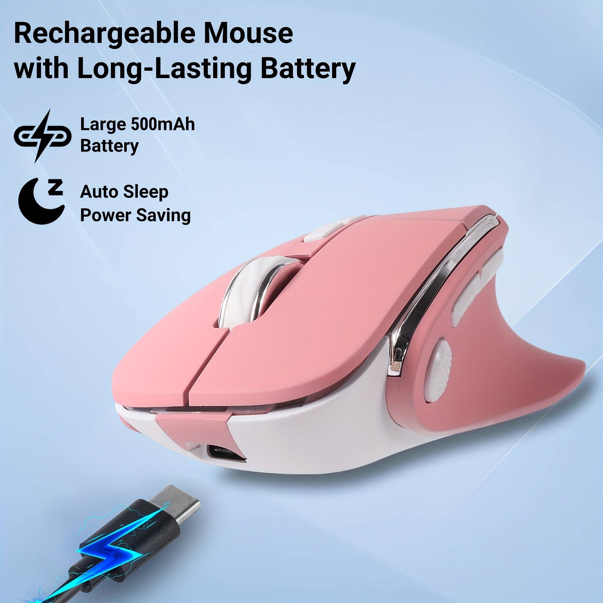 Bluetooth Vertical Ergonomic Mouse – Dual Mode, Rechargeable, 8 Buttons
