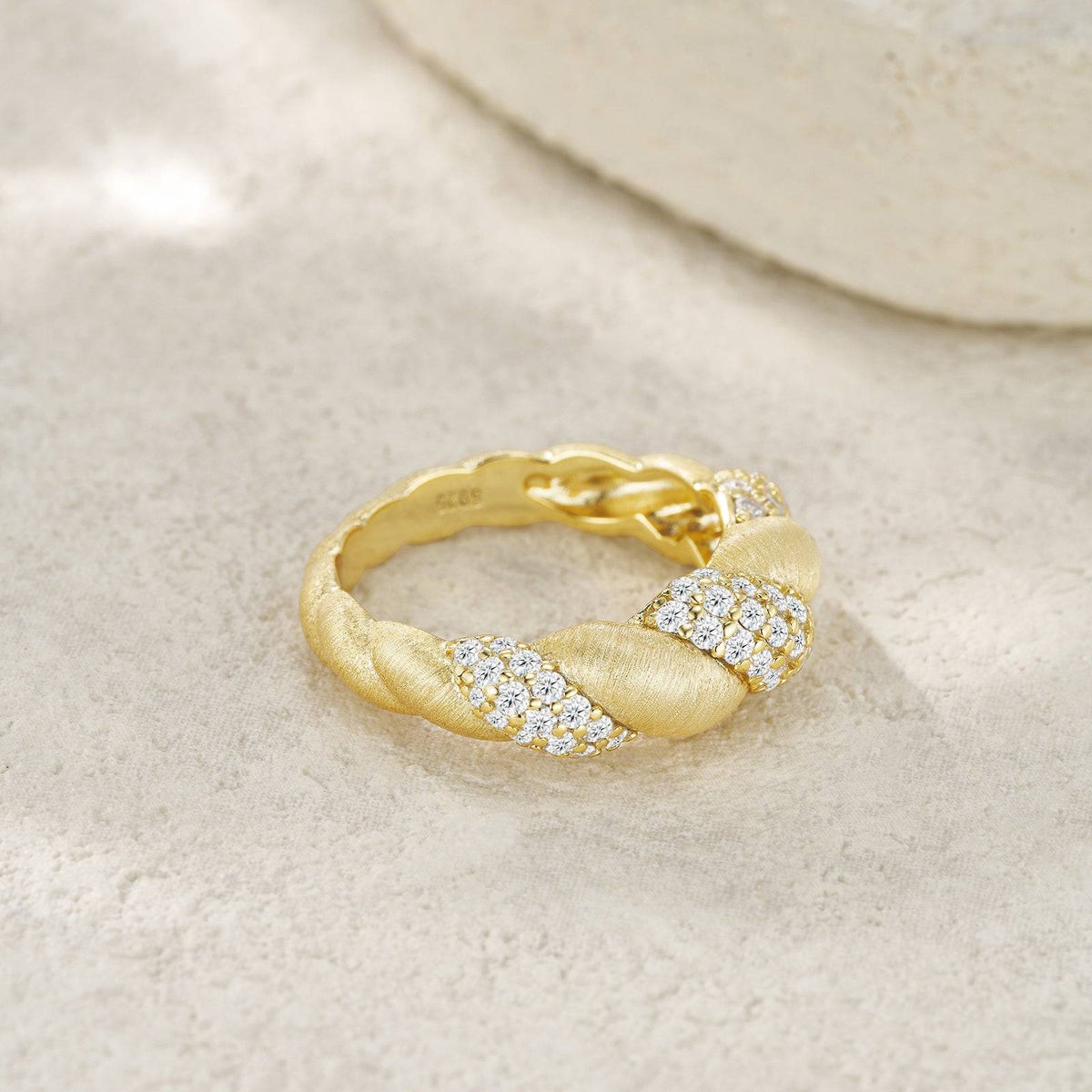 Sterling Silver Ring with Gold Plating and Moissanite