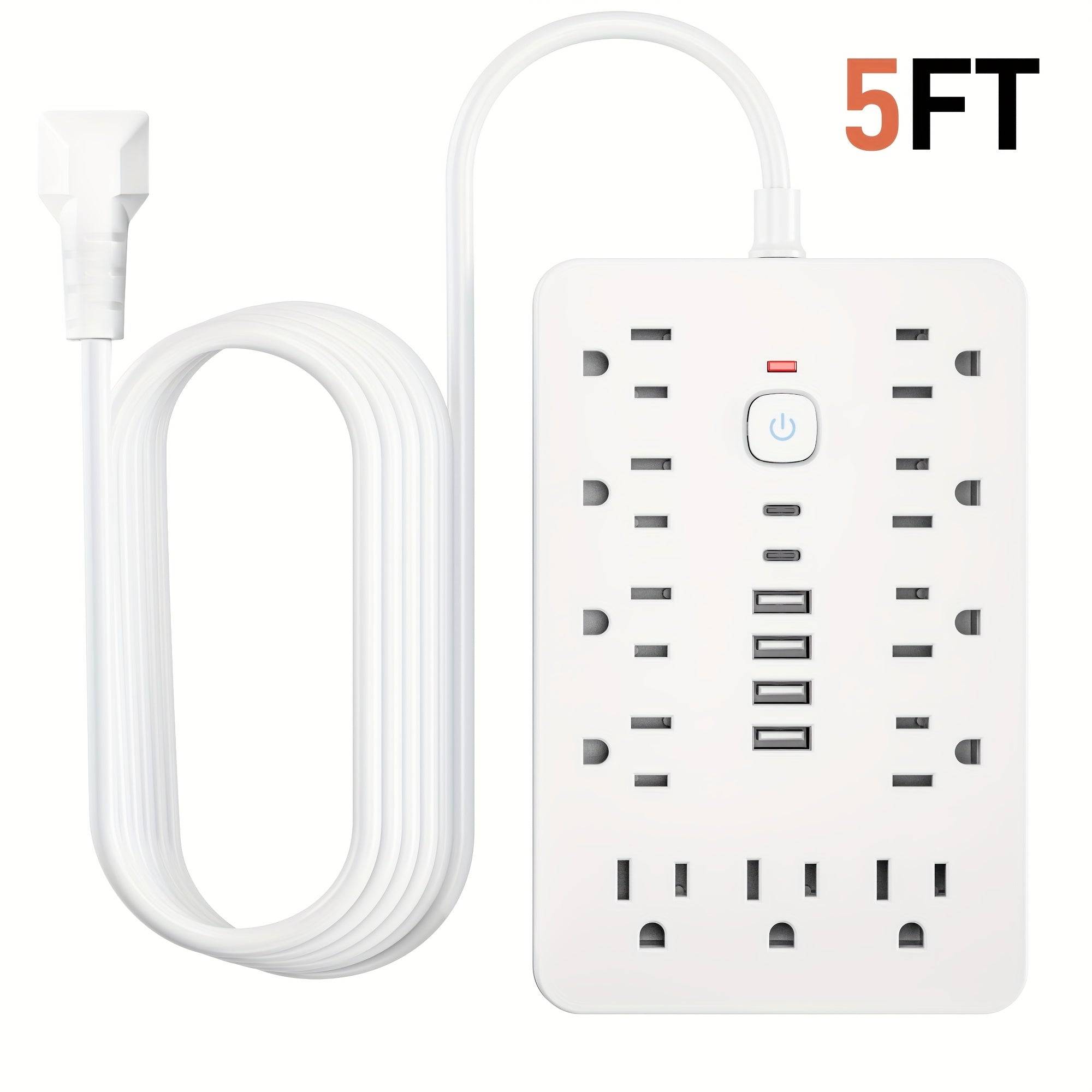 17-in-1 Power Strip Surge Protector 11 AC Outlets, 4 USB & 2 USB-C Ports Compact Design with Overload Protection