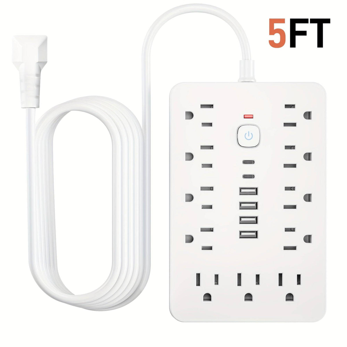 17-in-1 Power Strip Surge Protector 11 AC Outlets, 4 USB & 2 USB-C Ports Compact Design with Overload Protection