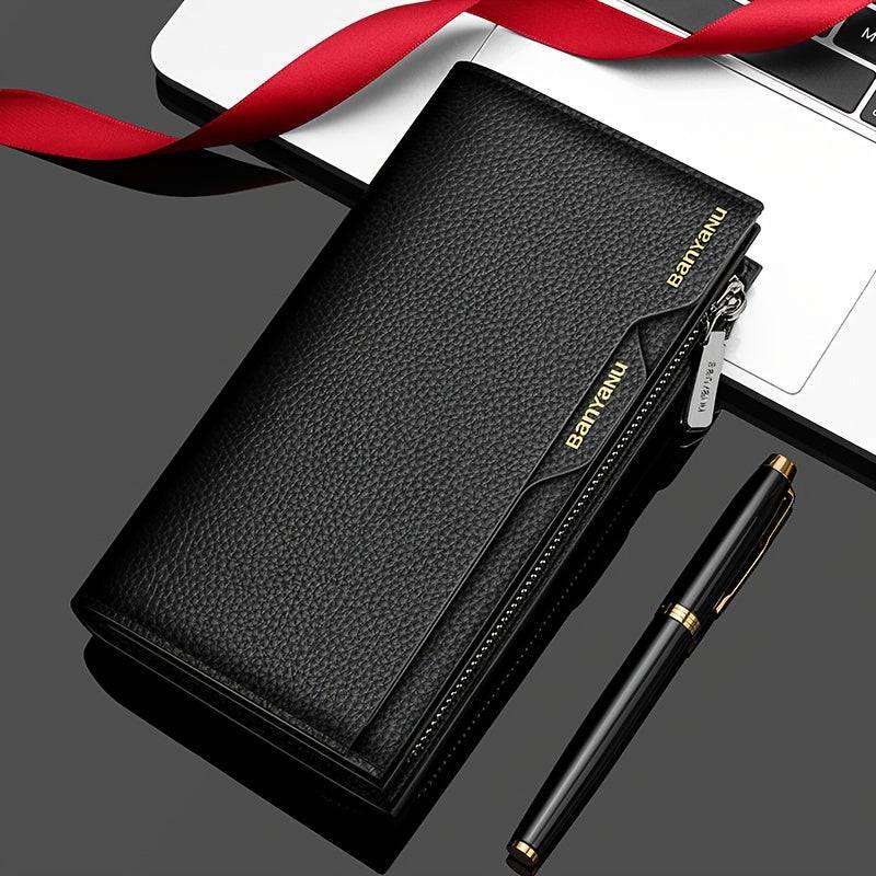Genuine Leather RFID Blocking Clutch Wallet Large Capacity with 26 Card Slots, Phone Pockets & 2 ID Windows for Men & Women