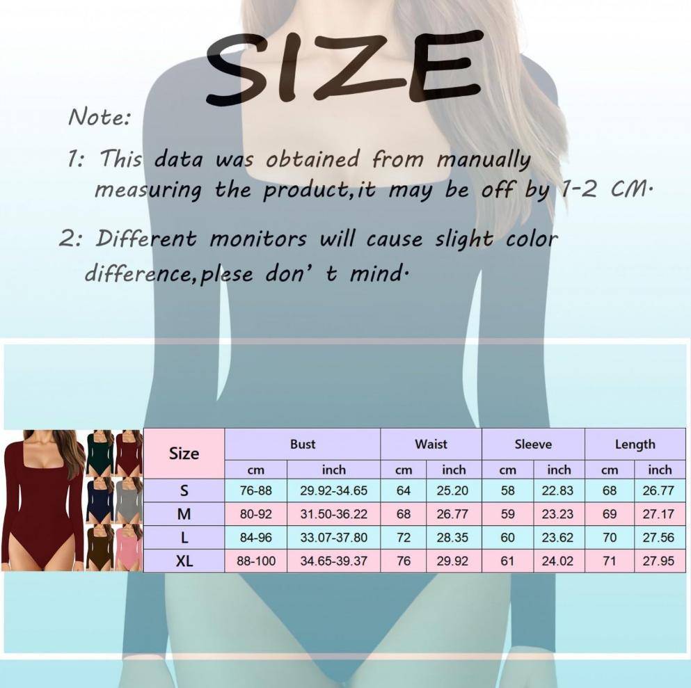 Womens Square Neck Long Sleeve Bodysuit with Tummy Control