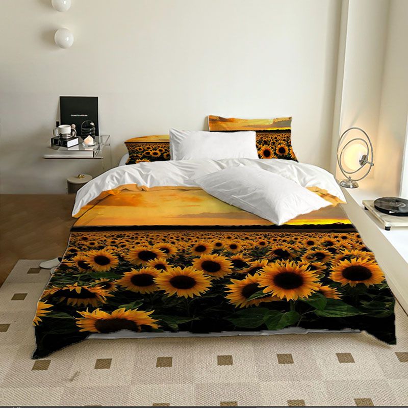 3D Sunflower Duvet Cover Bedding Set with Pillowcases
