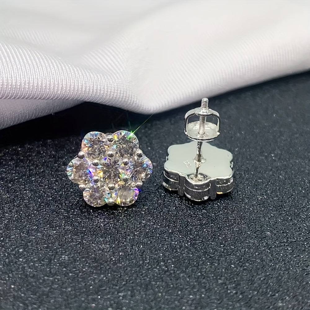 4.2 Carat Moissanite Earrings in S925 Silver Unisex Spiral Base Design Elegant Gift-Ready Jewelry for Daily Wear