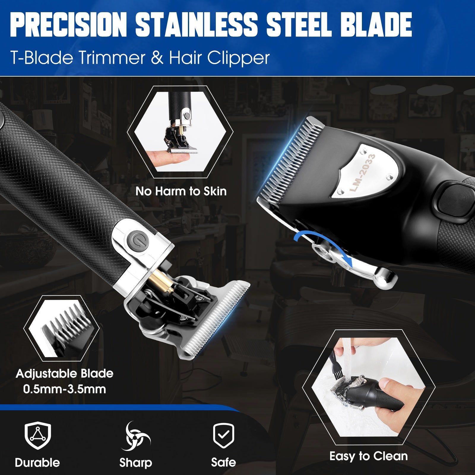 Cordless Hair Clippers and Beard Trimmer Set for Men