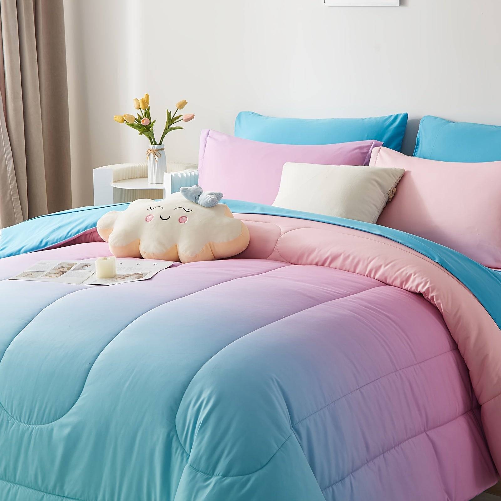 5/7-Piece Dreamy Color Comforter Set, Hypoallergenic Microfiber Bedding with Sheets, Twin/Full/Queen/King, All-Season