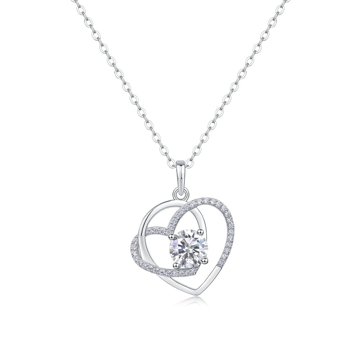 S925 Silver Heart Necklace with 1ct Moissanite Pendant