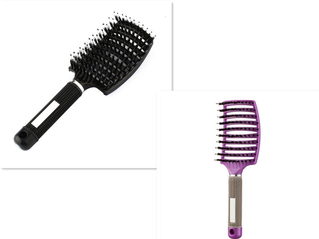 Bristle and Nylon Hair Brush with Massage and Soft Handle