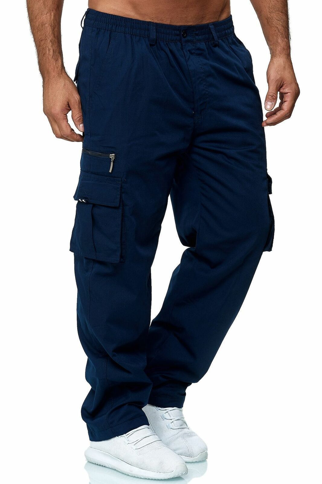 Men’s Loose Straight Leg Cargo Pants with Belt