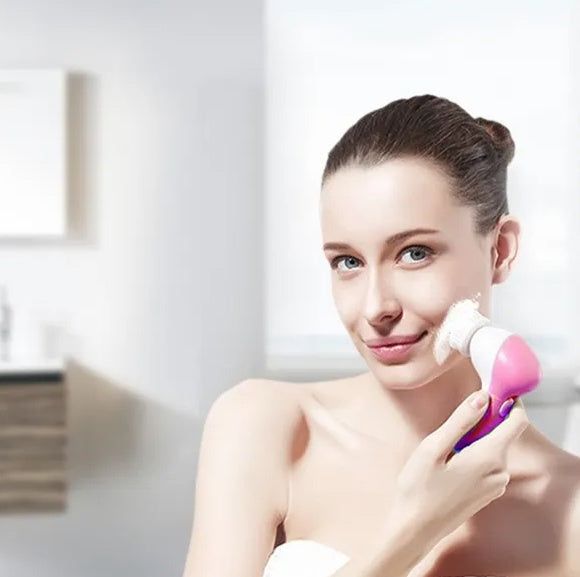 Electric Facial Cleansing Brush with 5 Heads