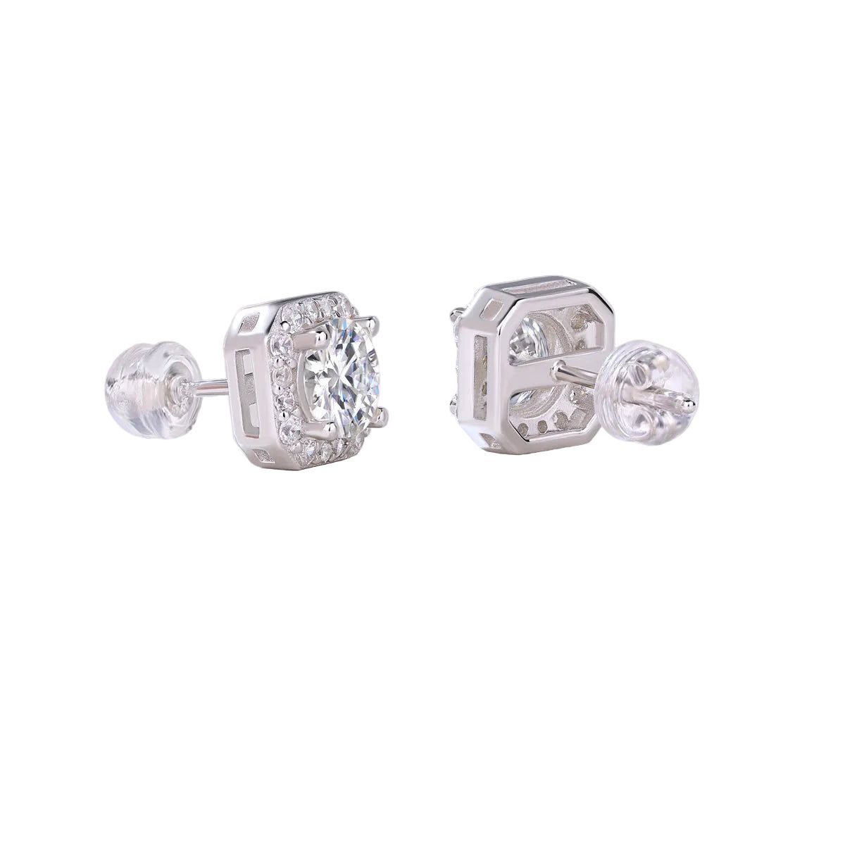 Earrings 1 Carat Moissanite Stud in S925 Silver