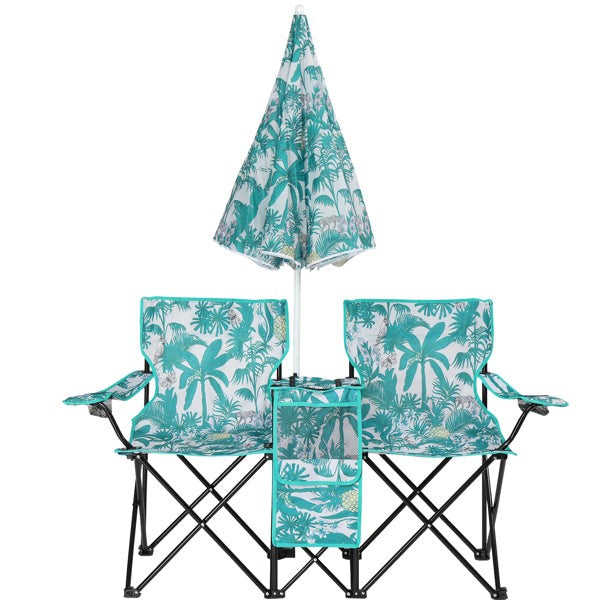 Portable 2 Seat Beach Chair with Removable Umbrella