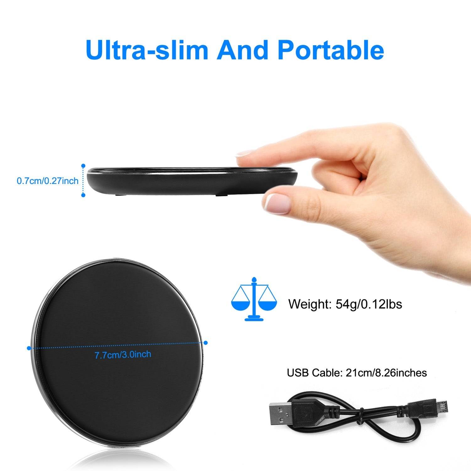Ultra Slim Wireless Charger Pad with LED Ring Design