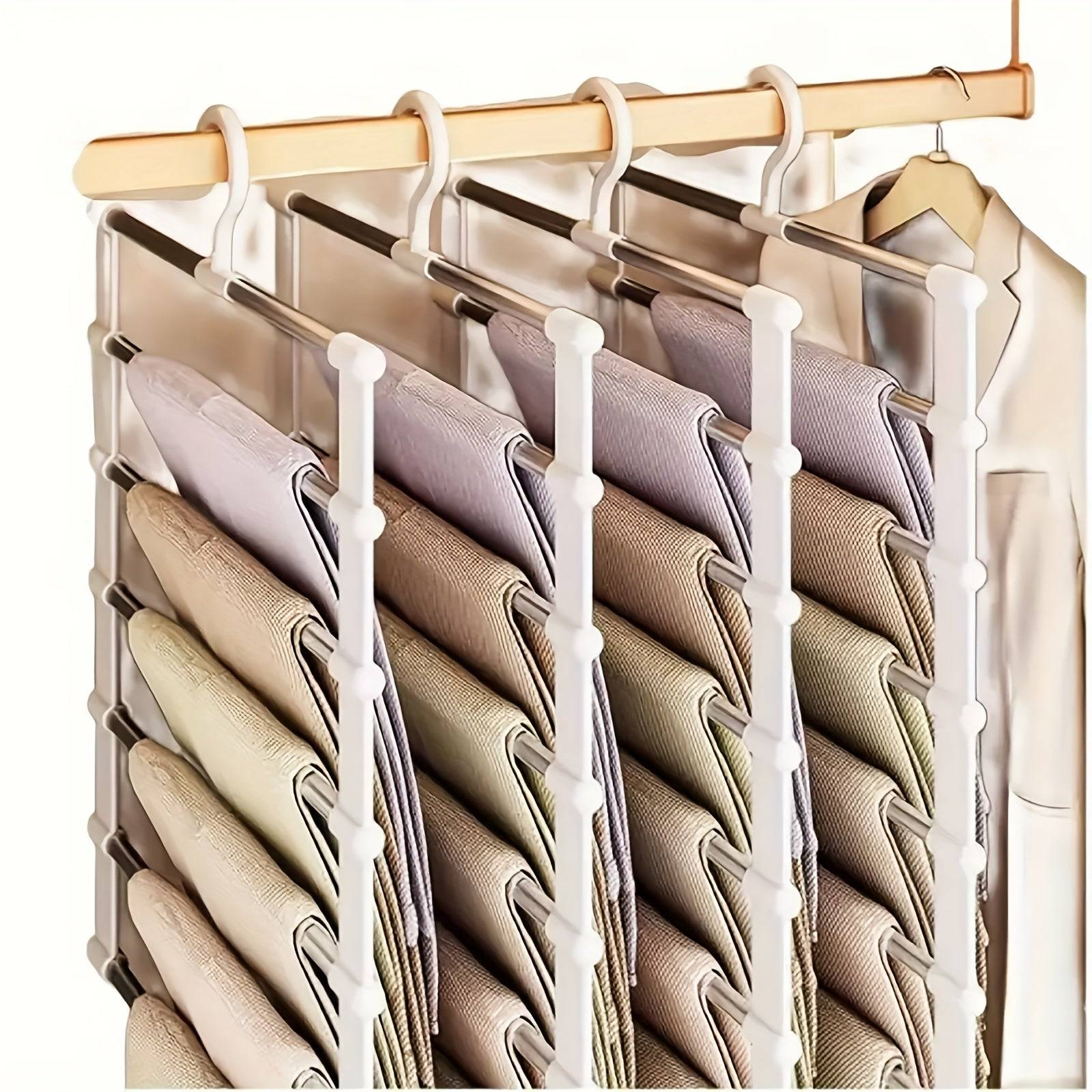Stainless Steel Multi-Garment Hanger 1/2/3 Pack Heavy-Duty Space-Saving Closet Organizer for Pants, Jeans, Shirts, Towels & Scarves