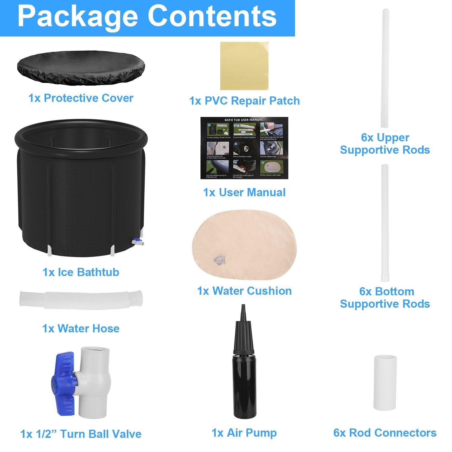 Cold Plunge Tub for Recovery with 97G Capacity and Cover