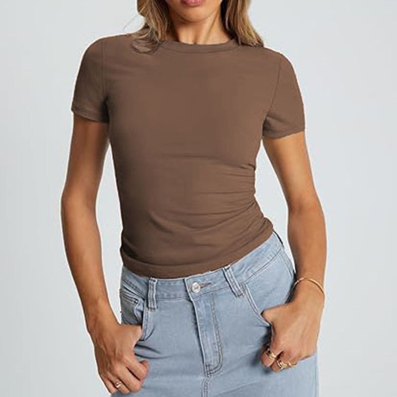 Womens Crewneck Slim Fit T Shirt For Summer Wear