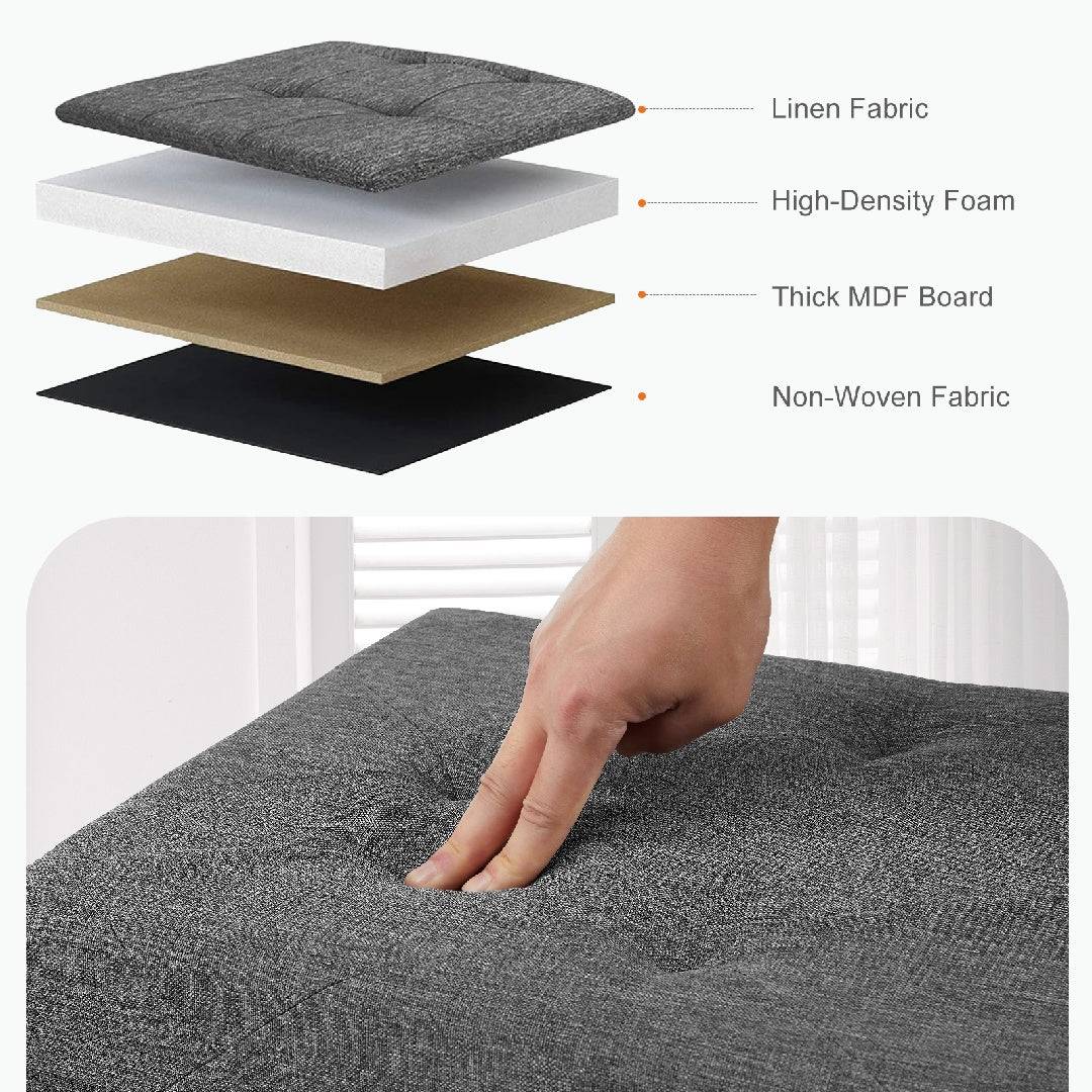 Folding Storage Ottoman with Padded Seat