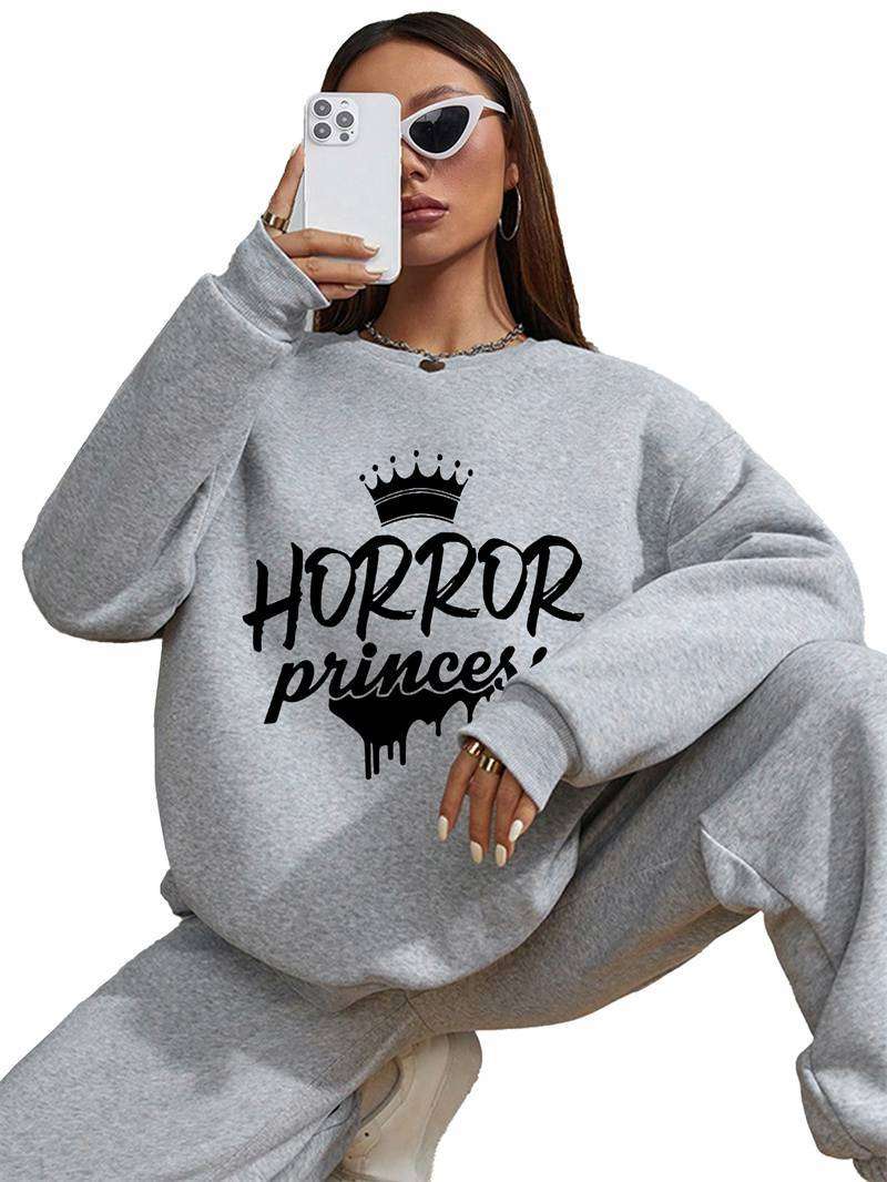 Womens Crewneck Sweatshirts With Pockets Casual Fit