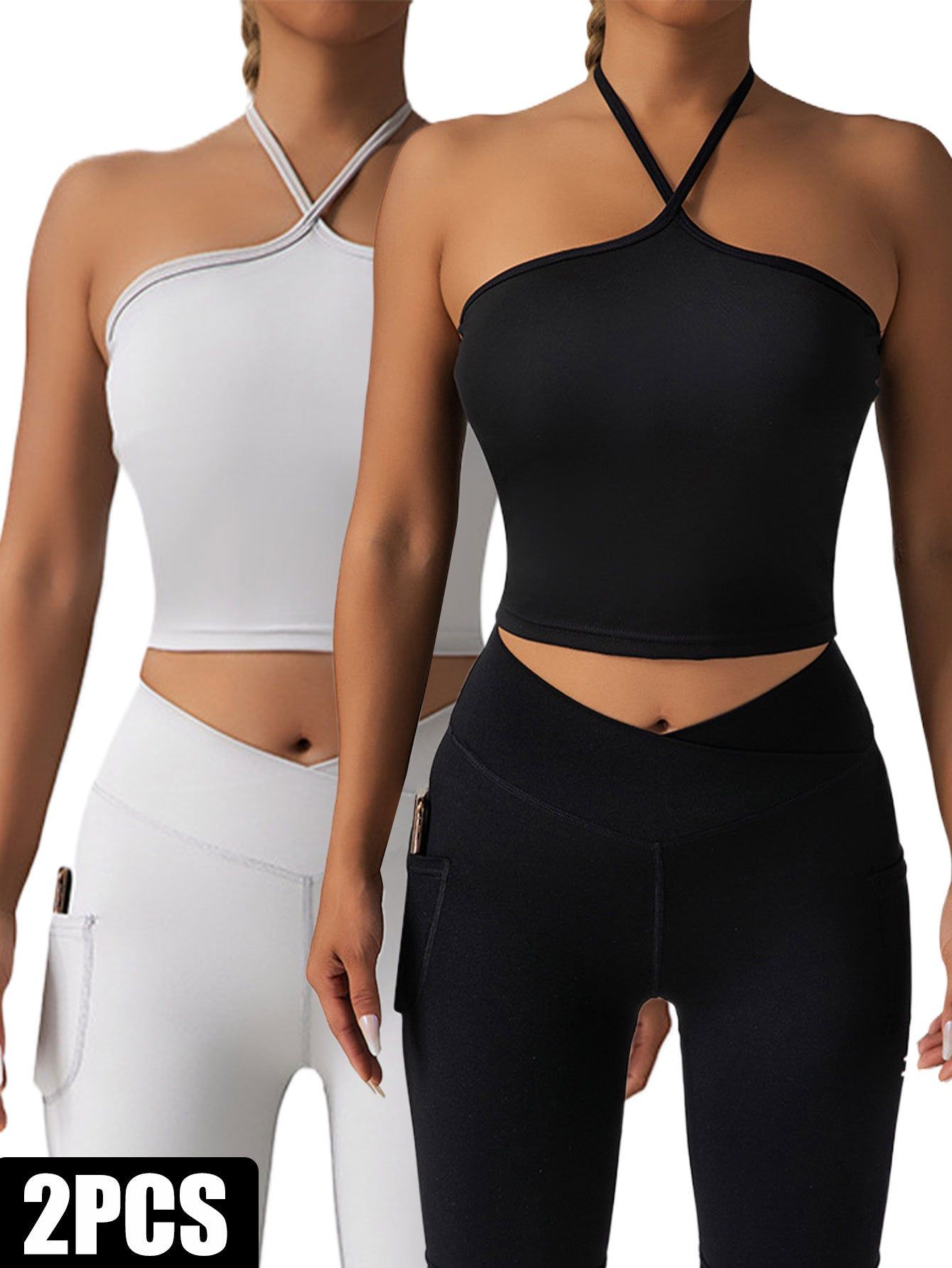 Seamless Racerback Sports Bra 2 Pack High Support Padded