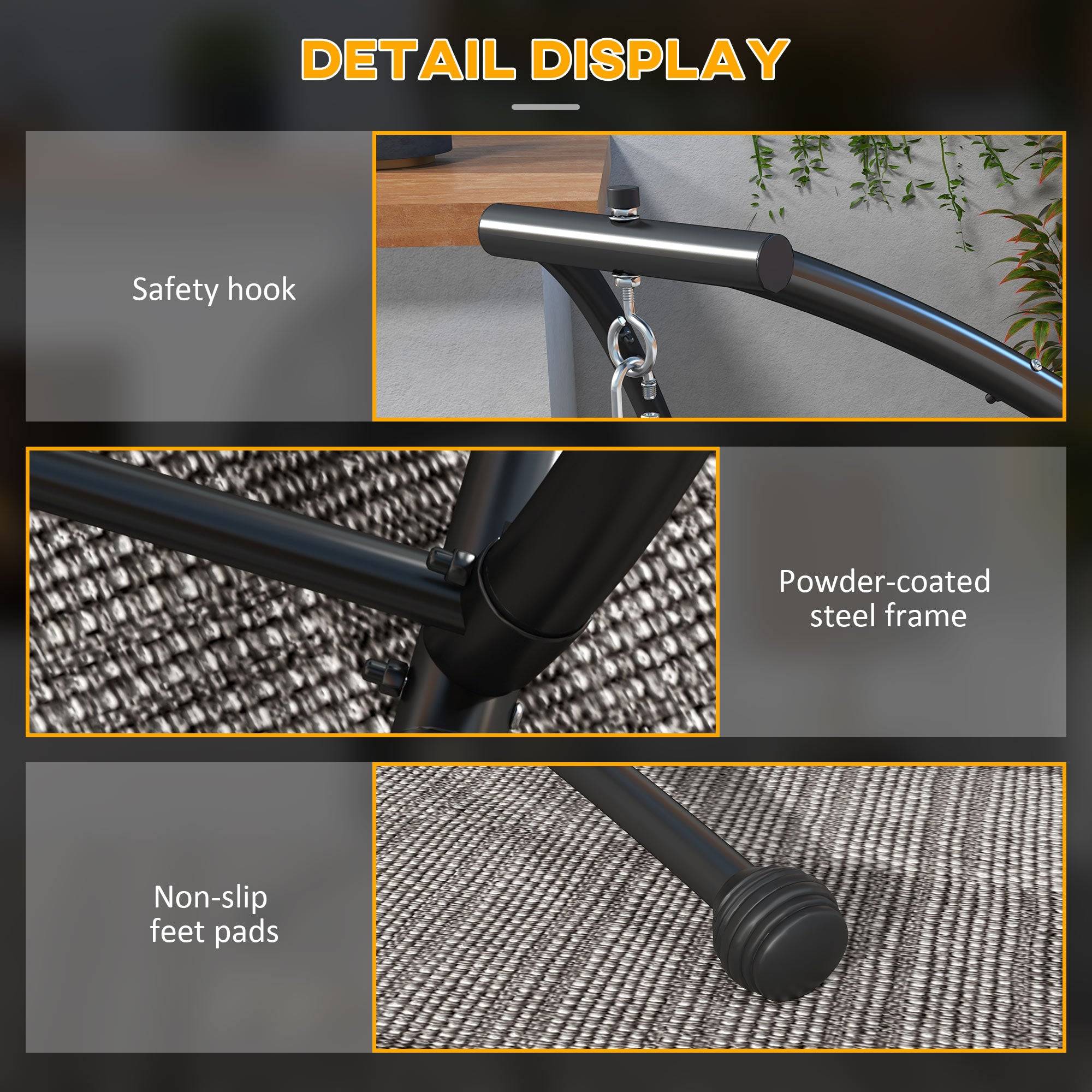 Metal Hammock Chair Stand for Indoor and Outdoor Use