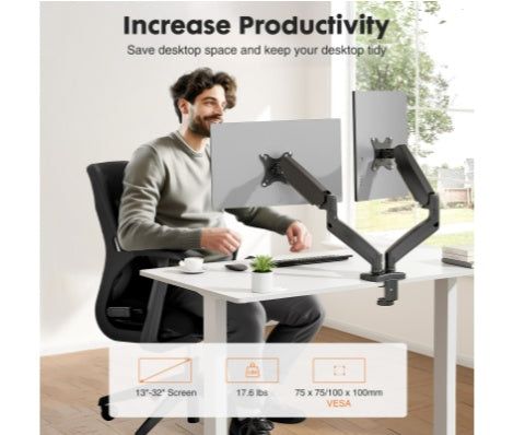 Dual Monitor Arm Stand for 13 to 32 Inch Screens