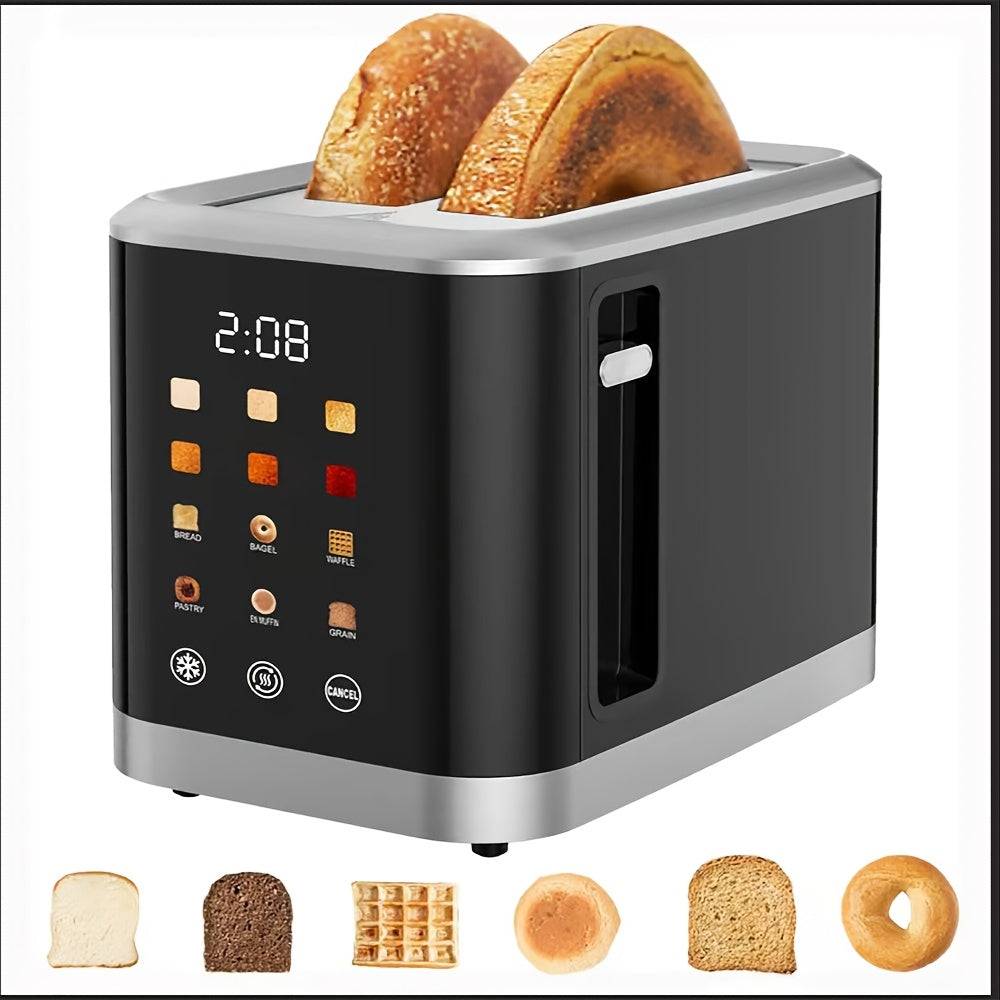 Touch Screen Digital Toaster – LCD Display, 6 Bread Types & Shade Settings, Extra-Wide Slots with Bagel, Cancel & Defrost Functions
