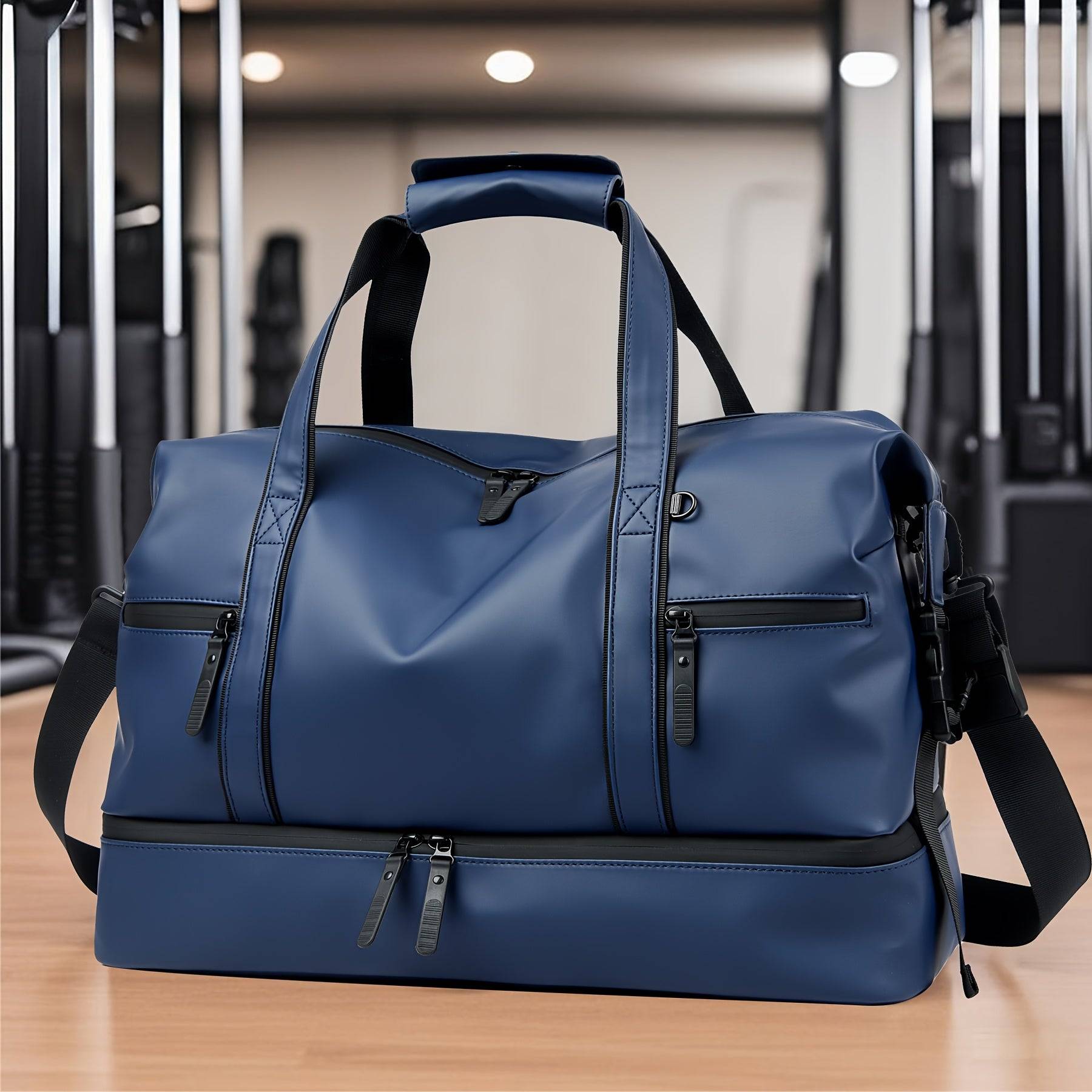 Large Capacity PU Duffel Bag Weekender with Shoe Compartment & Wet Pocket for Travel, Gym, Sports & Daily Use