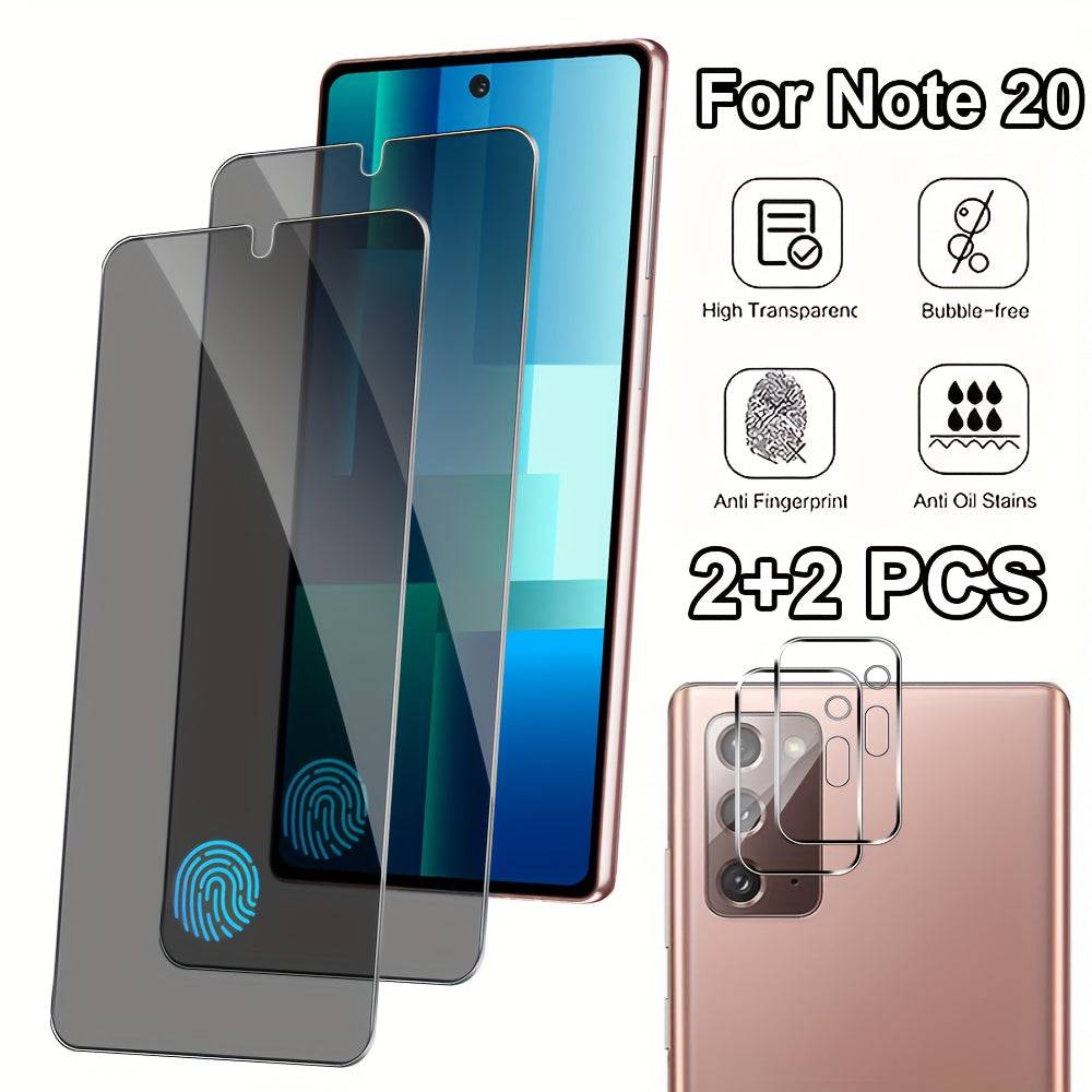 2+2 Pack Privacy Tempered Glass Screen Protectors for Samsung Galaxy S10–S25 and Note10/20 Series, 3D Full Coverage, Scratch-Resistant, Fingerprint Unlock