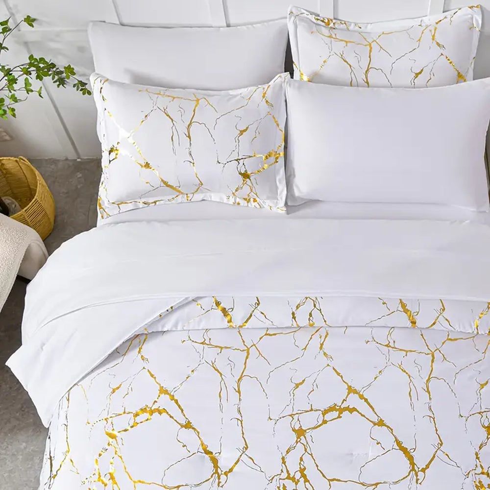 Marble White Duvet Covers Set with Matching Pillowcases