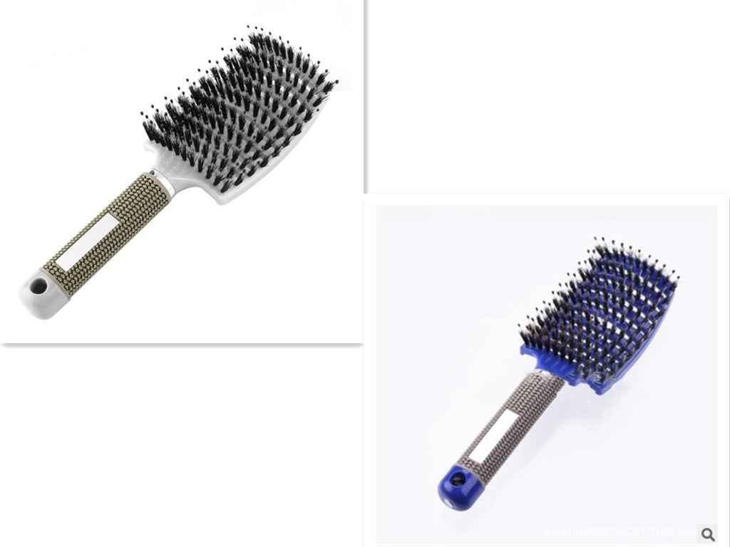 Bristle and Nylon Hair Brush with Massage and Soft Handle