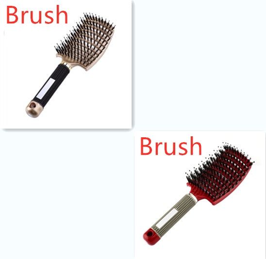Bristle and Nylon Hair Brush with Massage and Soft Handle