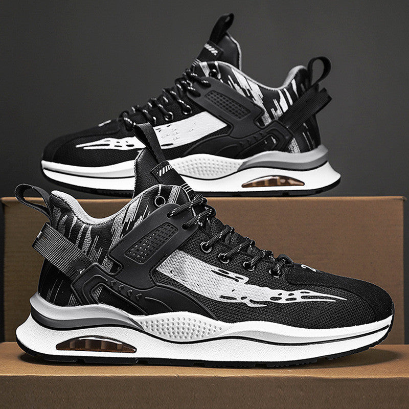 Men’s Casual Platform Sports Shoes Color Block Lace-Up Sneakers with PVC Rubber Sole Lightweight Design