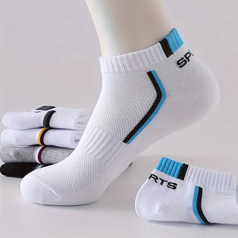 10/20/30 Pairs Men’s Athletic Socks Breathable Moisture-Wicking Design with Geometric & Letter Patterns Colorful Casual Gym Wear