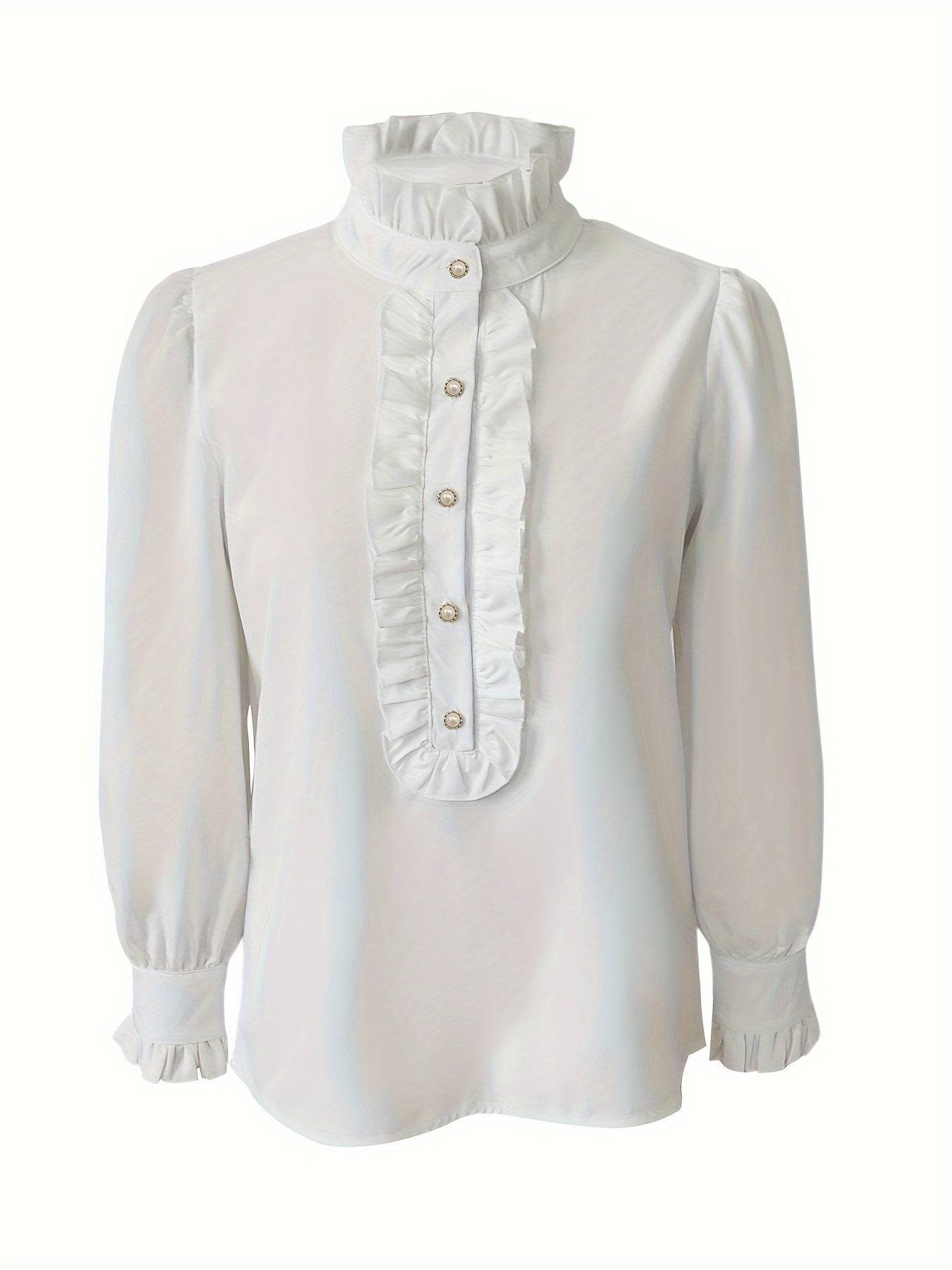 Womens Long Sleeve Shirt with Ruffle Hem