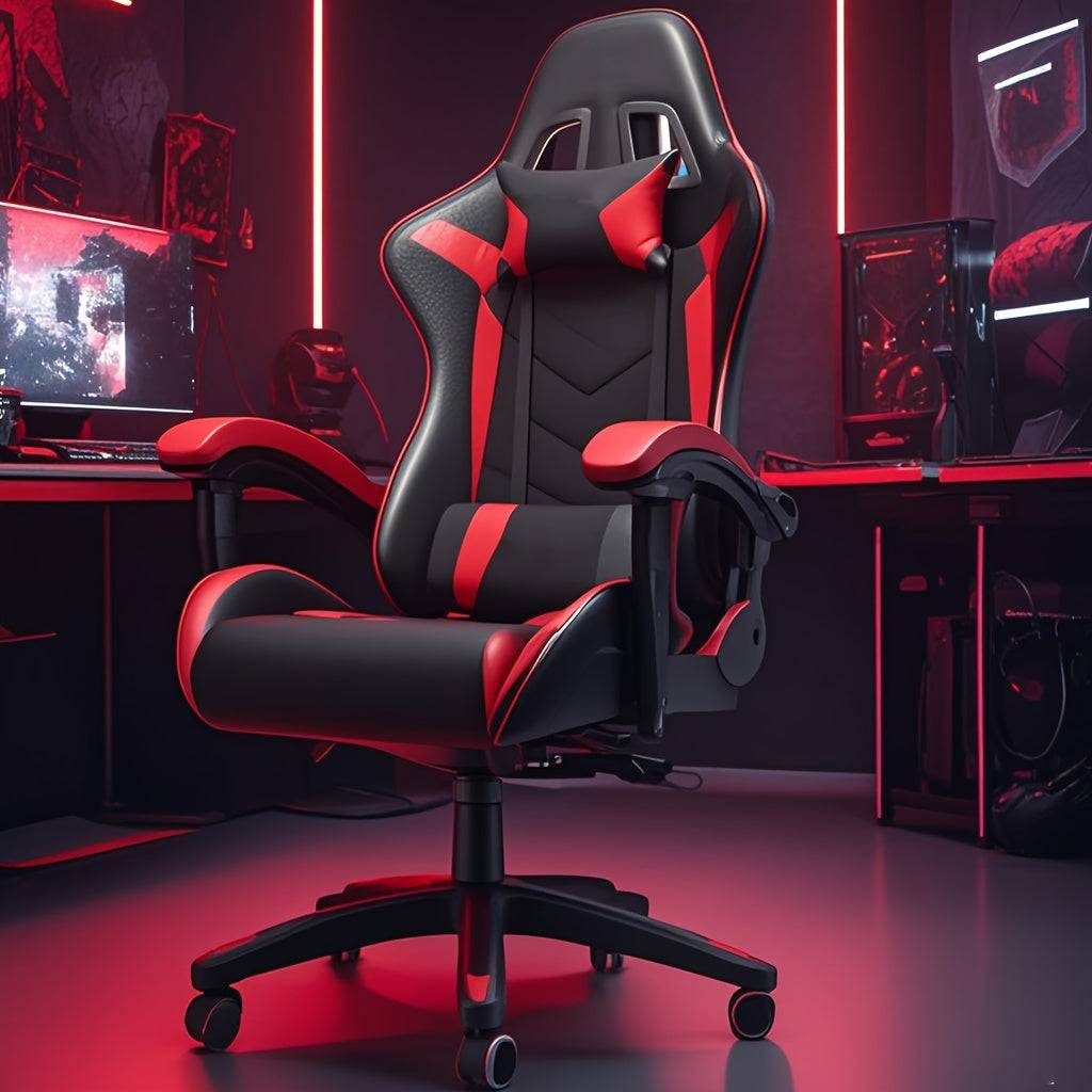 Yami Ergonomic Gaming Chair – 155° Reclining Office Chair with Lumbar Support & Headrest, White/Red/Black for PC Gaming & Home Office