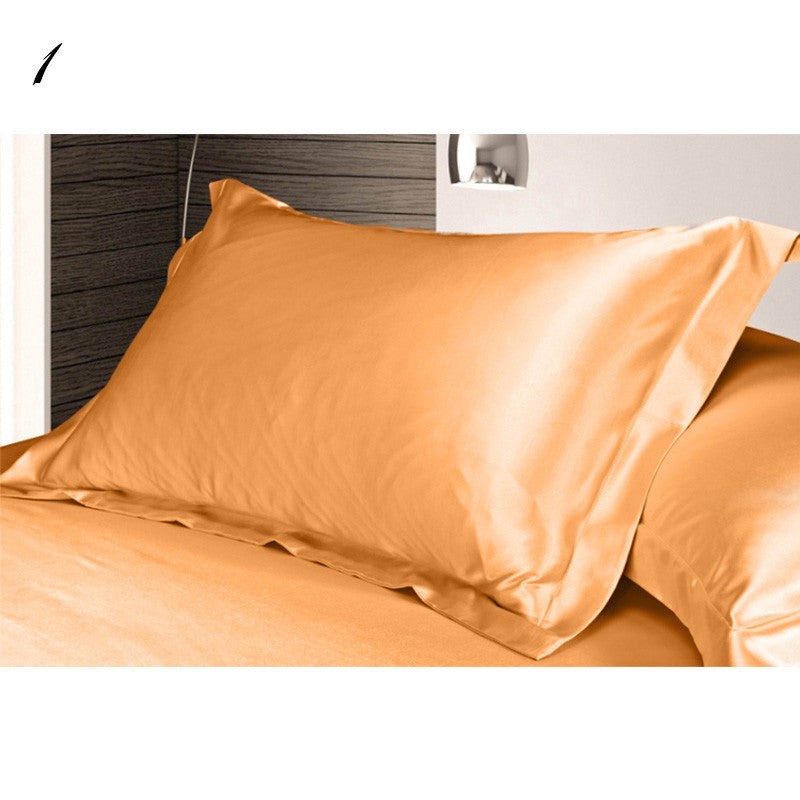 Pure Color Silk Pillowcase Soft Smooth Single Cover