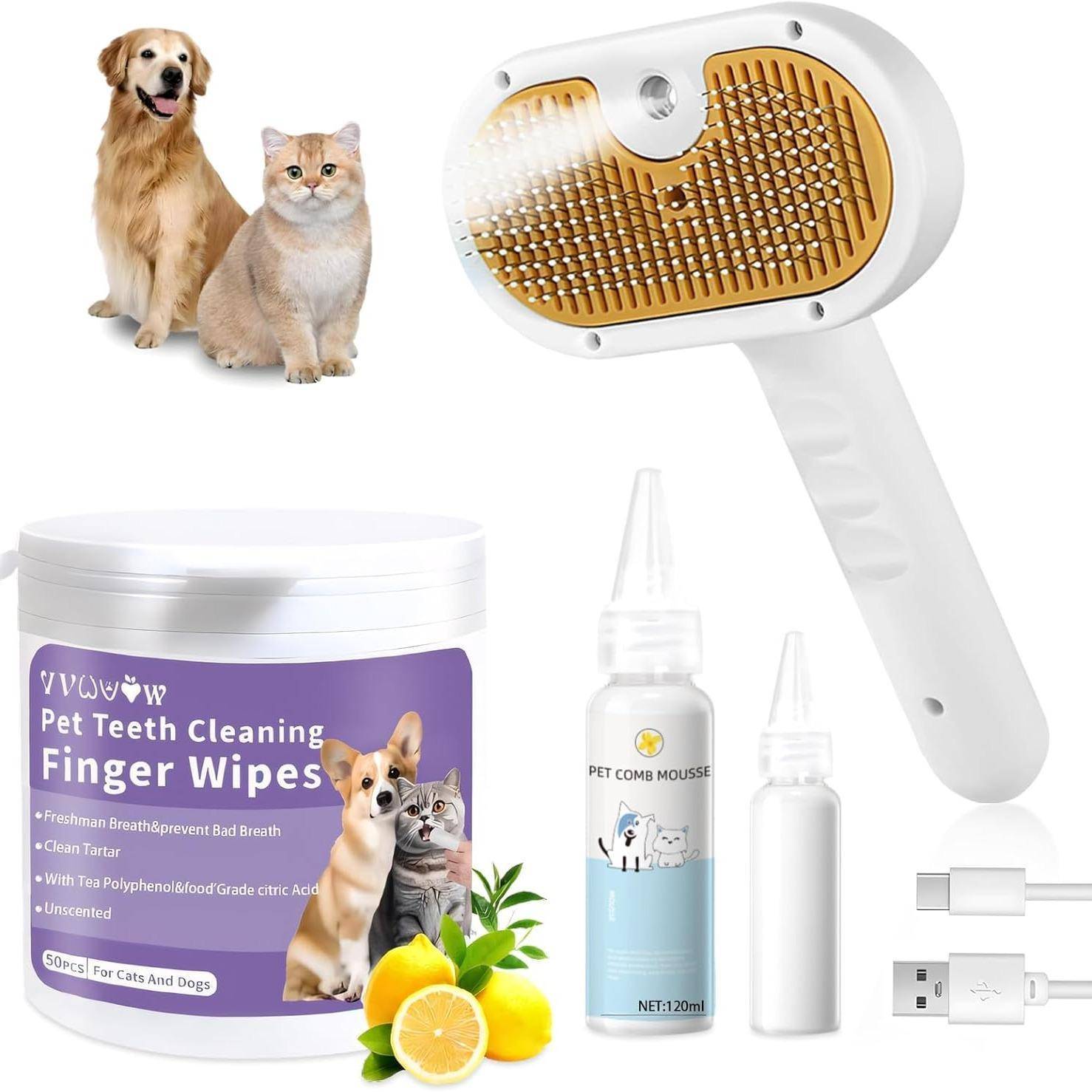 Pet Steam Dog Grooming Brush Kit For Cats And Dogs
