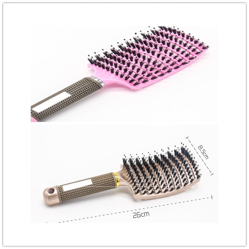 Bristle and Nylon Hair Brush with Massage and Soft Handle