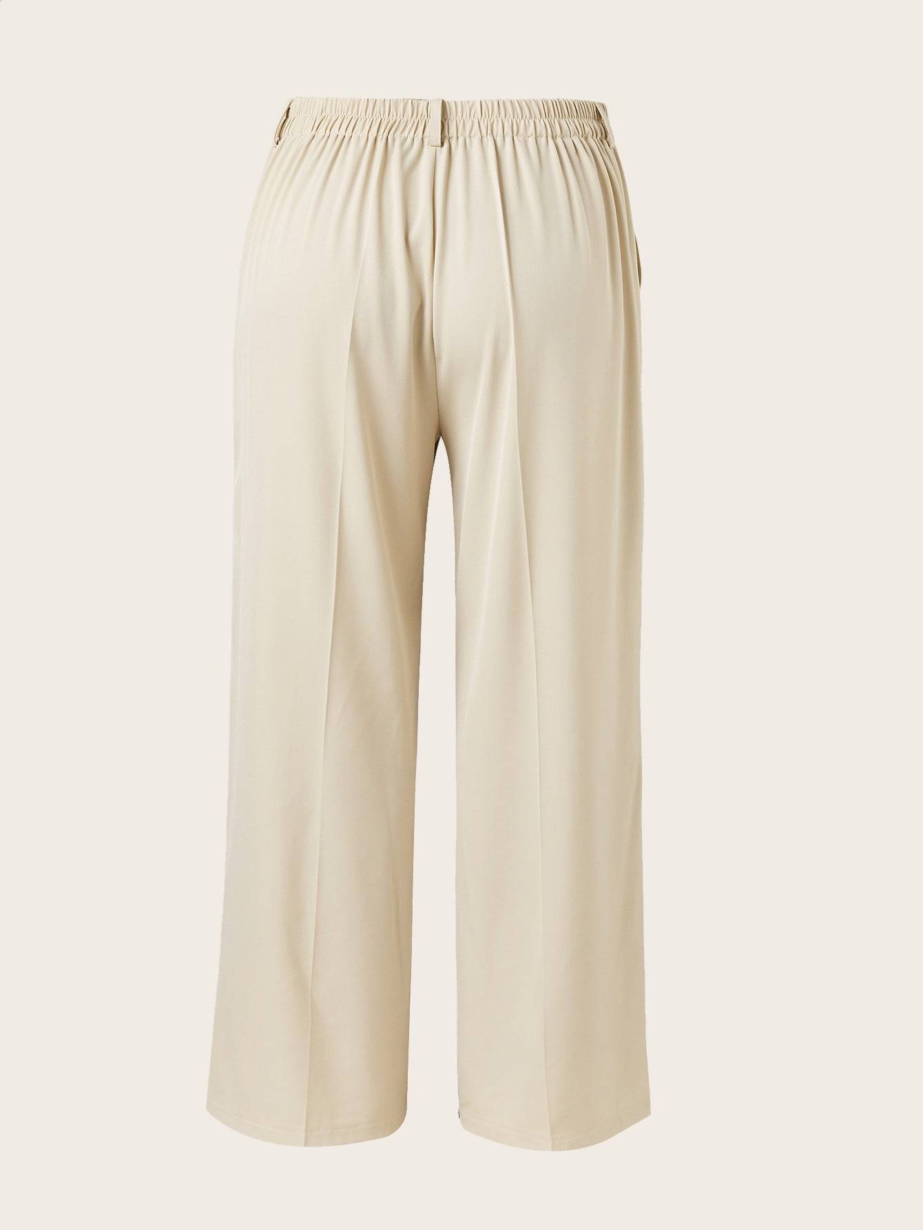 Womens Plus Size High Waist Straight Leg Pants Elegant Fit